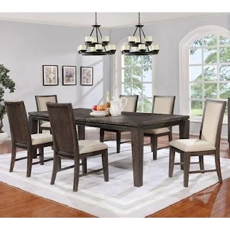 7-Piece Table and Upholstered Chair Set